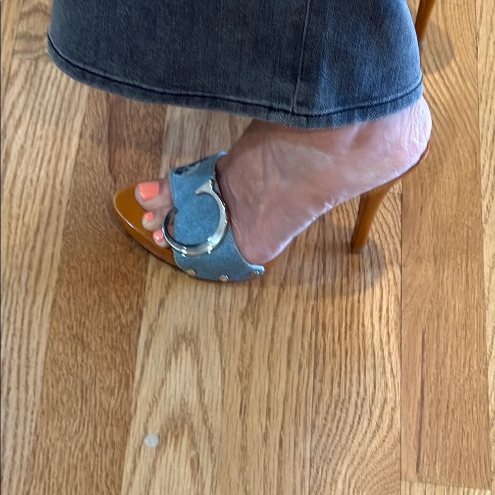 Dior Denim Slide lacquered Heel with Silver C & D & Stiletto - Picture 6 of 9